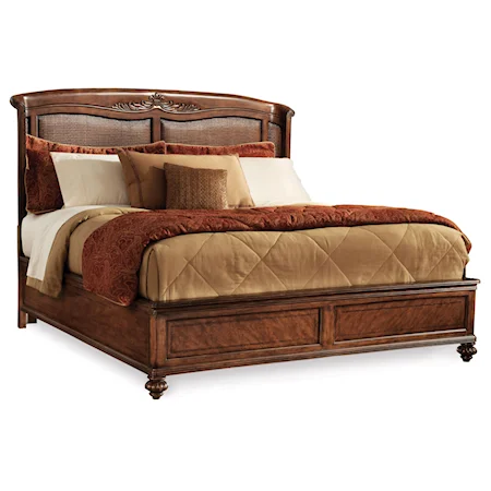 King Shelter Bed with Padded Raffia Headboard
